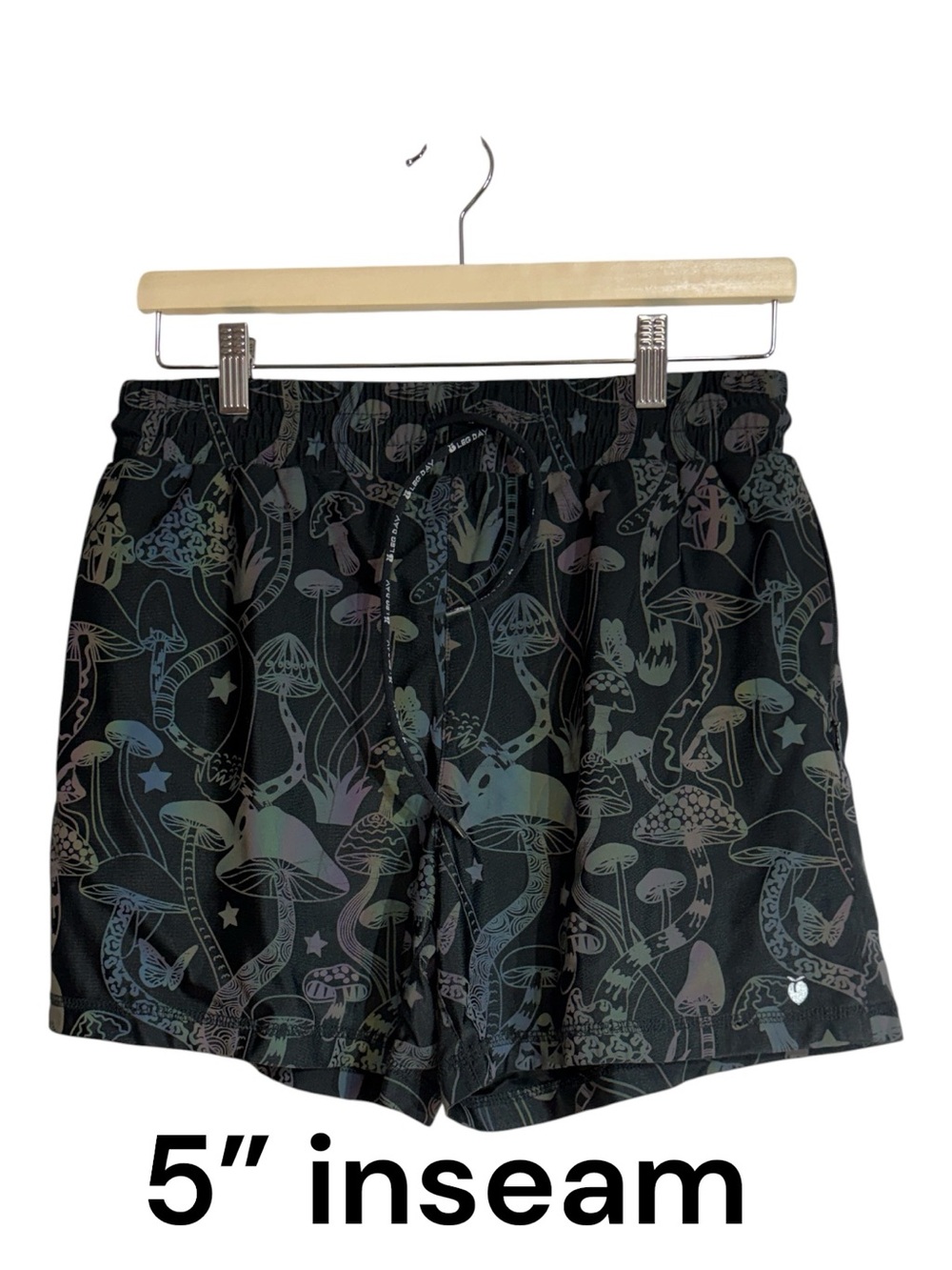 Peach Active Men’s Black Running Shorts with Luminous Reflective Print Size S - Picture 5 of 8